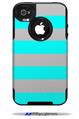 Psycho Stripes Neon Teal and Gray - Decal Style Vinyl Skin fits Otterbox Commuter iPhone4/4s Case (CASE SOLD SEPARATELY)