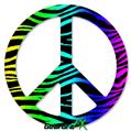 Rainbow Zebra - Peace Sign Car Window Decal 6 x 6 inches