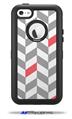 Chevrons Gray And Coral - Decal Style Vinyl Skin fits Otterbox Defender iPhone 5C Case (CASE SOLD SEPARATELY)