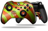 Two Tone Waves Neon Green Orange - Decal Style Skin fits Microsoft XBOX One ELITE Wireless Controller