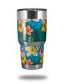 Skin Decal Wrap for Yeti Tumbler Rambler 30 oz Beach Flowers 02 Blue Medium (TUMBLER NOT INCLUDED)