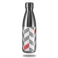 Skin Decal Wrap for RTIC Water Bottle 17oz Chevrons Gray And Coral (BOTTLE NOT INCLUDED)