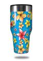 Skin Decal Wrap for Walmart Ozark Trail Tumblers 40oz Beach Flowers Blue Medium (TUMBLER NOT INCLUDED) by WraptorSkinz