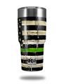 Skin Decal Wrap for K2 Element Tumbler 30oz - Painted Faded and Cracked Green Line USA American Flag (TUMBLER NOT INCLUDED) by WraptorSkinz