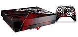 Skin Wrap for XBOX One X Console and Controller Baja 0003 Red Dark