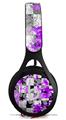 WraptorSkinz Skin Decal Wrap compatible with Beats EP Headphones Purple Checker Skull Splatter Skin Only HEADPHONES NOT INCLUDED