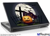 Laptop Skin (Medium) - Halloween Jack O Lantern and Cemetery Kitty Cat