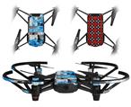 Skin Decal Wrap 2 Pack for DJI Ryze Tello Drone Checker Skull Splatter Blue DRONE NOT INCLUDED