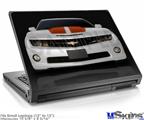 Laptop Skin (Small) - 2010 Chevy Camaro White - Orange Stripes on Black