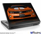 Laptop Skin (Small) - 2010 Chevy Camaro Orange - White Stripes on Black