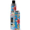 Skin Decal Wrap for Smok AL85 Alien Baby Beach Flowers Blue Medium VAPE NOT INCLUDED