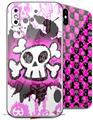 2 Decal style Skin Wraps set for Apple iPhone X and XS Cartoon Skull Pink