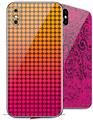 2 Decal style Skin Wraps set for Apple iPhone X and XS Faded Dots Hot Pink Orange