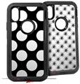 2x Decal style Skin Wrap Set compatible with Otterbox Defender iPhone X and Xs Case - Kearas Polka Dots White On Black (CASE NOT INCLUDED)