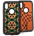 2x Decal style Skin Wrap Set compatible with Otterbox Defender iPhone X and Xs Case - Floral Pattern Orange (CASE NOT INCLUDED)