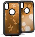 2x Decal style Skin Wrap Set compatible with Otterbox Defender iPhone X and Xs Case - Bokeh Butterflies Orange (CASE NOT INCLUDED)