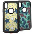 2x Decal style Skin Wrap Set compatible with Otterbox Defender iPhone X and Xs Case - Starfish and Sea Shells Yellow Sunshine (CASE NOT INCLUDED)