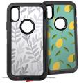 2x Decal style Skin Wrap Set compatible with Otterbox Defender iPhone X and Xs Case - Watercolor Leaves Purple (CASE NOT INCLUDED)
