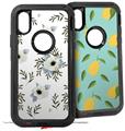 2x Decal style Skin Wrap Set compatible with Otterbox Defender iPhone X and Xs Case - Poppy White (CASE NOT INCLUDED)