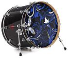 Decal Skin works with most 24" Bass Kick Drum Heads Twisted Garden Blue and White - DRUM HEAD NOT INCLUDED