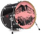 Decal Skin works with most 24" Bass Kick Drum Heads Big Kiss Black on Pink - DRUM HEAD NOT INCLUDED