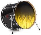 Decal Skin works with most 26" Bass Kick Drum Heads Fire Flames Yellow - DRUM HEAD NOT INCLUDED