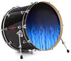 Decal Skin works with most 26" Bass Kick Drum Heads Fire Flames Blue - DRUM HEAD NOT INCLUDED