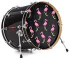 Decal Skin works with most 26" Bass Kick Drum Heads Flamingos on Black - DRUM HEAD NOT INCLUDED