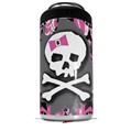 WraptorSkinz Skin Decal Wrap compatible with Yeti 16oz Tall Colster Can Cooler Insulator Pink Bow Skull (COOLER NOT INCLUDED)