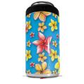 WraptorSkinz Skin Decal Wrap compatible with Yeti 16oz Tall Colster Can Cooler Insulator Beach Flowers Blue Medium (COOLER NOT INCLUDED)