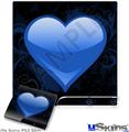 Decal Skin compatible with Sony PS3 Slim Glass Heart Grunge Blue