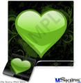 Decal Skin compatible with Sony PS3 Slim Glass Heart Grunge Green