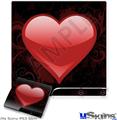 Decal Skin compatible with Sony PS3 Slim Glass Heart Grunge Red