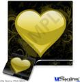 Decal Skin compatible with Sony PS3 Slim Glass Heart Grunge Yellow