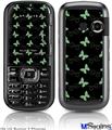 LG Rumor 2 Skin - Pastel Butterflies Green on Black