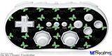 Wii Classic Controller Skin - Pastel Butterflies Green on Black