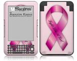 Fight Like a Girl Breast Cancer Pink Ribbon on Pink - Decal Style Skin fits Amazon Kindle 3 Keyboard (with 6 inch display)