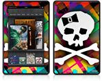 Amazon Kindle Fire (Original) Decal Style Skin - Rainbow Plaid Skull