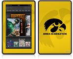 Amazon Kindle Fire (Original) Decal Style Skin - Iowa Hawkeyes Herkey Black on Gold