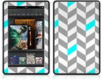 Amazon Kindle Fire (Original) Decal Style Skin - Chevrons Gray And Aqua