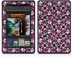 Amazon Kindle Fire (Original) Decal Style Skin - Splatter Girly Skull Pink