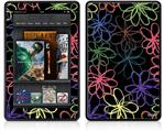 Amazon Kindle Fire (Original) Decal Style Skin - Kearas Flowers on Black