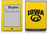 Iowa Hawkeyes Tigerhawk Oval 01 Black on Gold - Decal Style Skin (fits Amazon Kindle Touch Skin)