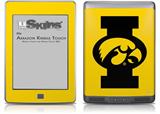 Iowa Hawkeyes Tigerhawk Oval 02 Black on Gold - Decal Style Skin (fits Amazon Kindle Touch Skin)