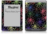 Kearas Flowers on Black - Decal Style Skin (fits Amazon Kindle Touch Skin)