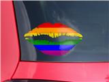 Lips Decal 9x5.5 Rainbow Stripes