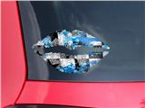 Lips Decal 9x5.5 Checker Skull Splatter Blue