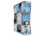 Checker Skull Splatter Blue Decal Style Skin for XBOX 360 Slim Vertical