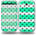 Kearas Daisies Stripe Sea Foam - Decal Style Skin (fits Samsung Galaxy S III S3)