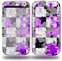 Purple Checker Skull Splatter - Decal Style Skin (fits Samsung Galaxy S III S3)